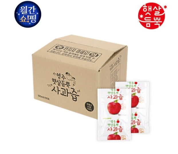 햇살듬뿍 사과즙 100ml X 100포 벌크형 (18,610원/무료)