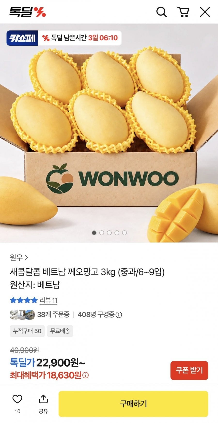 베트남 께오망고 3kg (22,900원/무료)