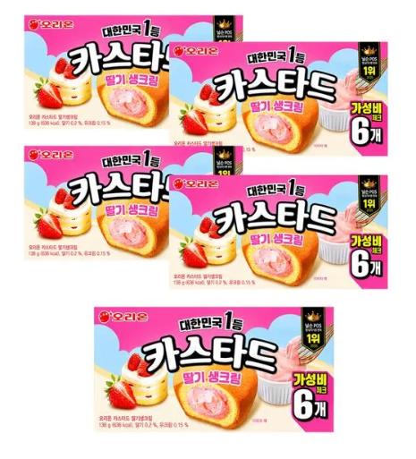 오리온 카스타드 딸기생크림, 138g 5개 10,900원