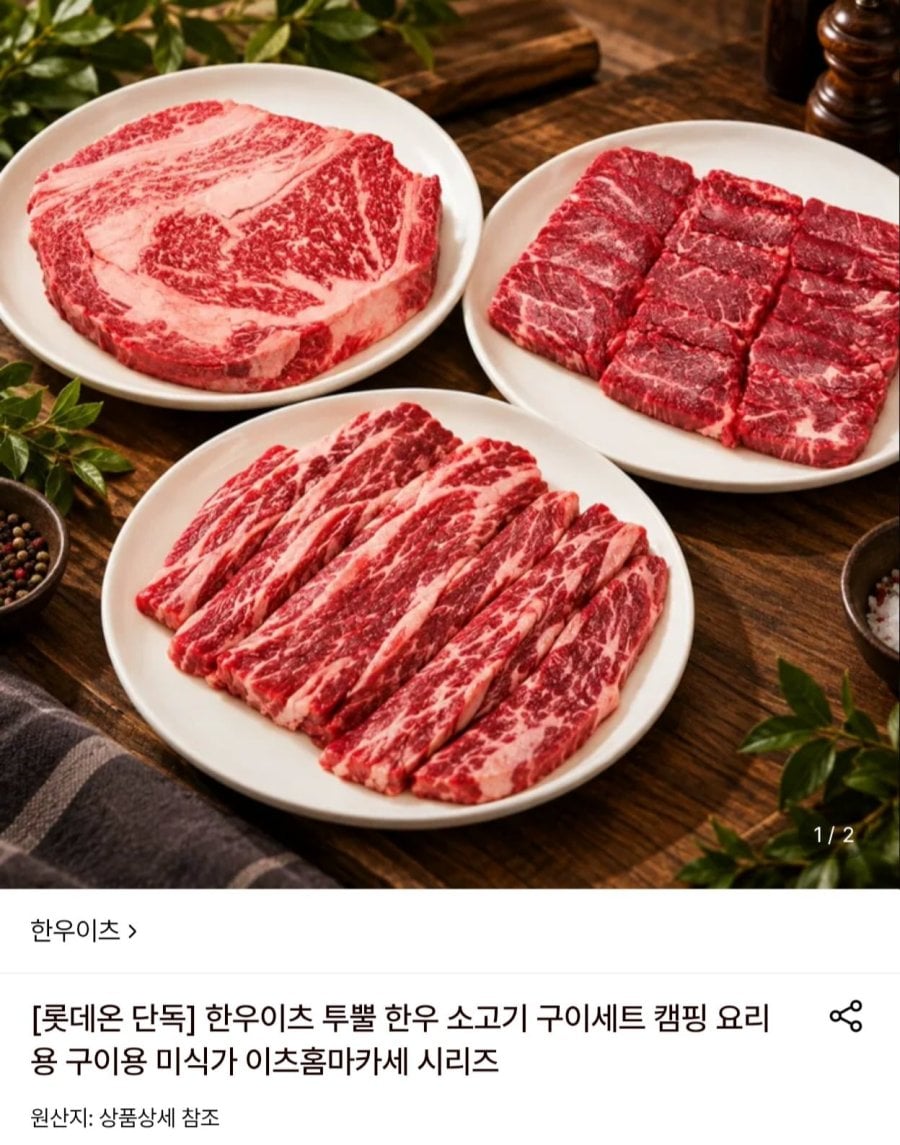한우이츠 1++ 이츠캠핑카세 등심+참갈비+특수부위 700g (52,870원/무료)
