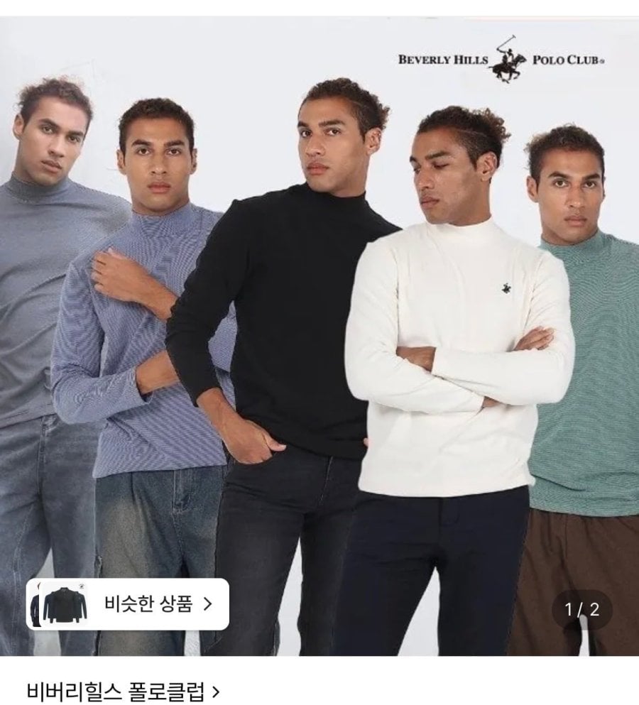 비버리힐즈폴로클럽 양면 기모 모크넥 티셔츠 5종 (51,110원/무료)