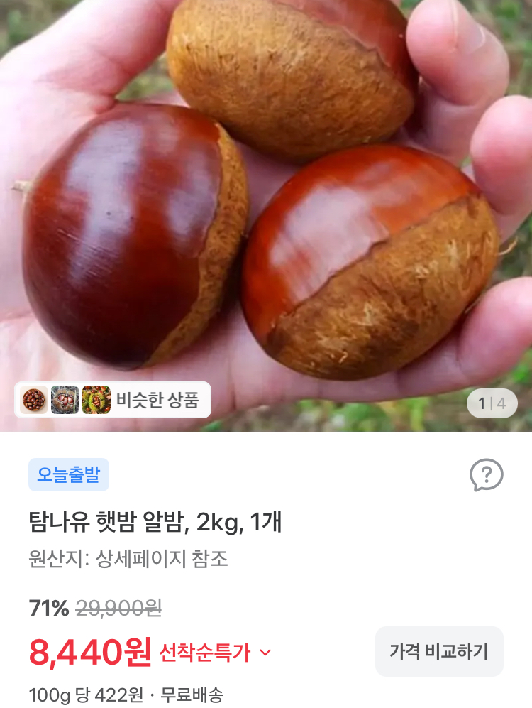 탐나유 국내산 햇밤 2kg 8540원