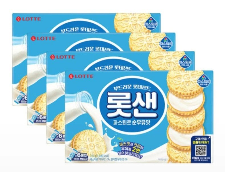 롯데샌드 롯샌 파스퇴르 순우유맛 315g 4개 (9,960원) (무료)