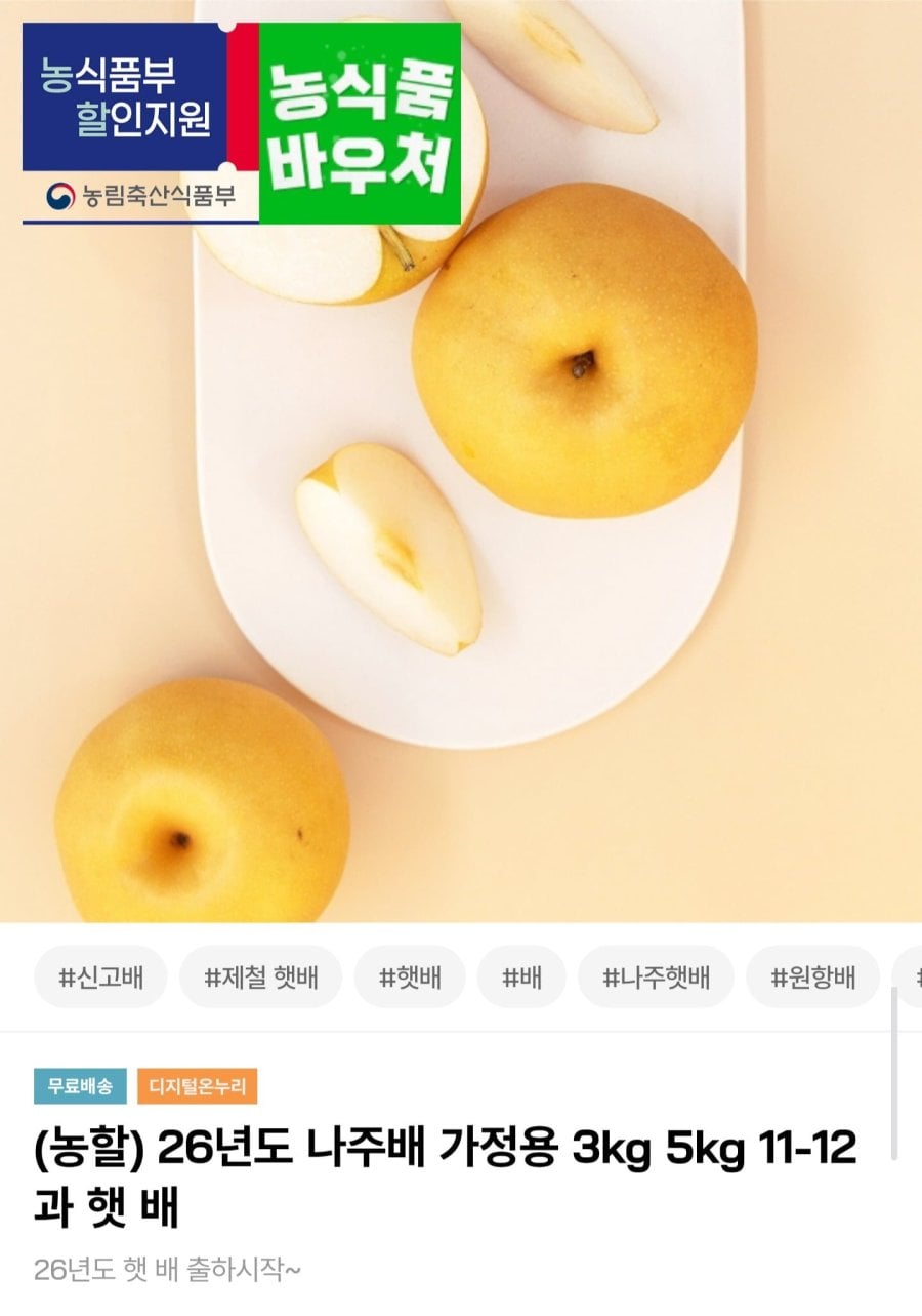 햇 나주배 5kg 11~12과 (9,730원/무료)